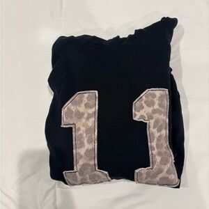 Black Hoodie with Leopard Print Number Pacsun